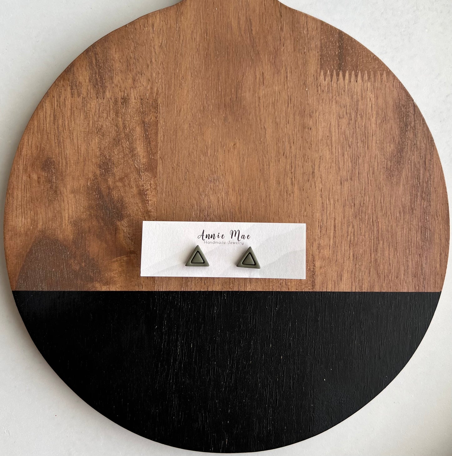 Green Embossed Triangle Studs