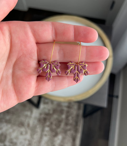 Maple Leaf Hoops - Merlot & Gold