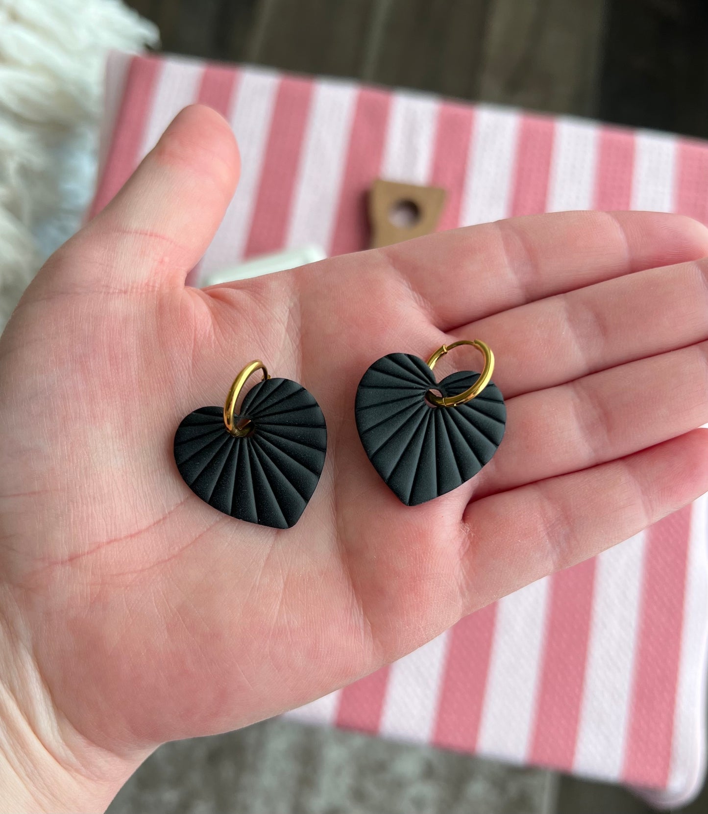 Heart Burst Hoops - Black