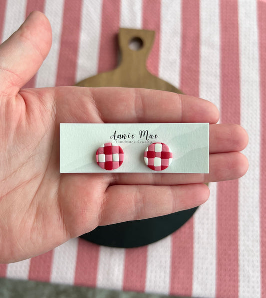 Gingham Circle Studs