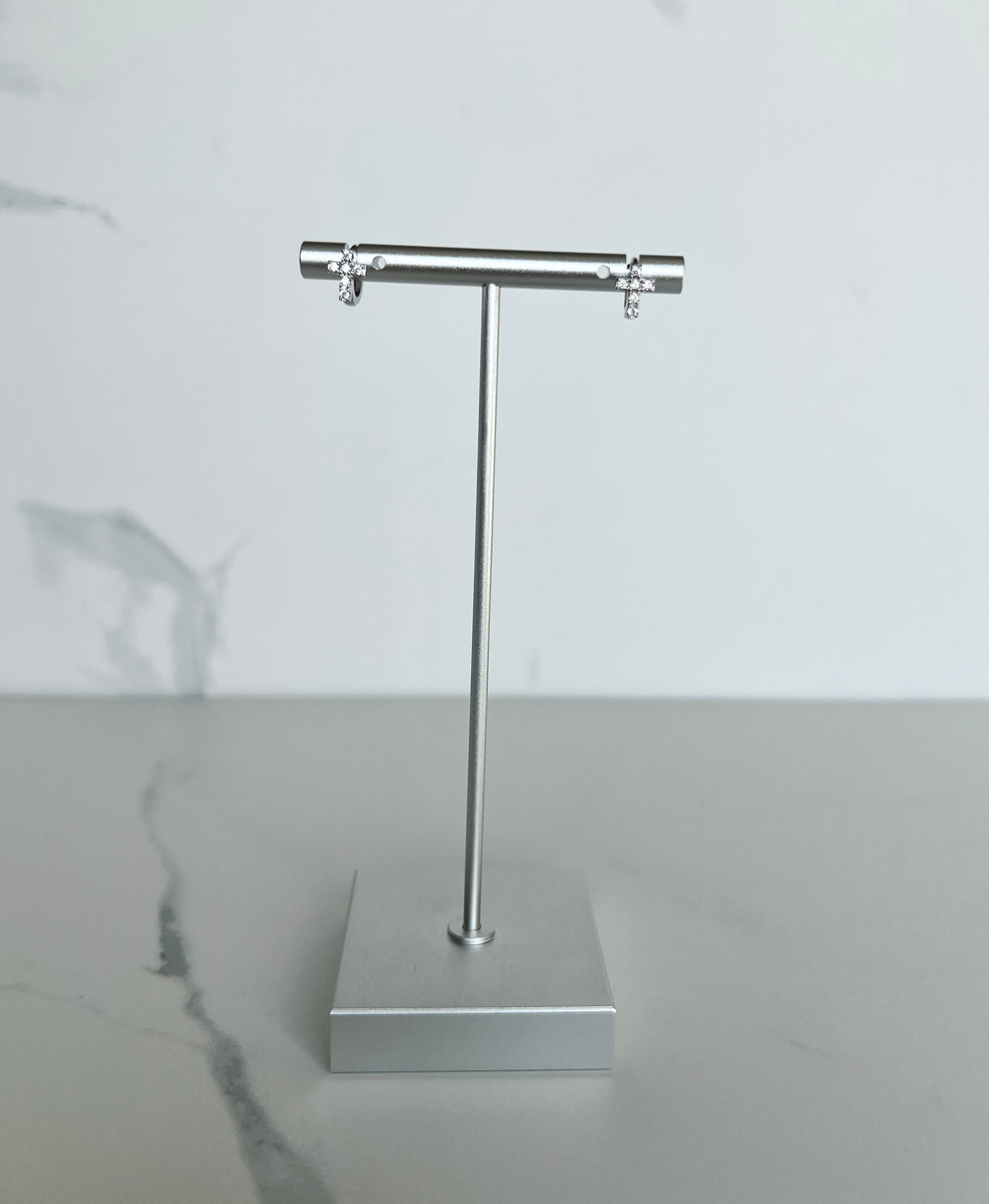 Silver Cross Huggie Hoops