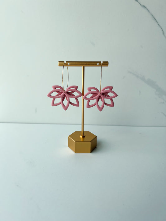 Lotus Flower Hoops - Dusty Pink