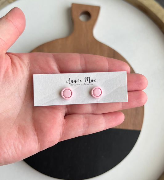 Pink Embossed Circle Studs