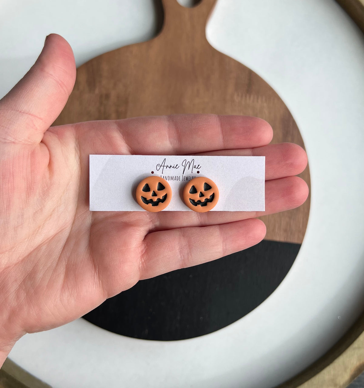 Circle Pumpkin Face Stud - PRE ORDER
