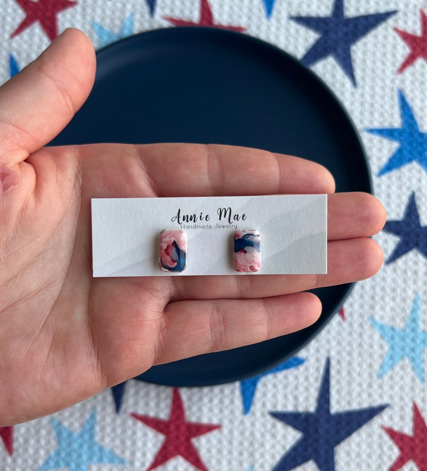 Rectangle RWB Marble Studs
