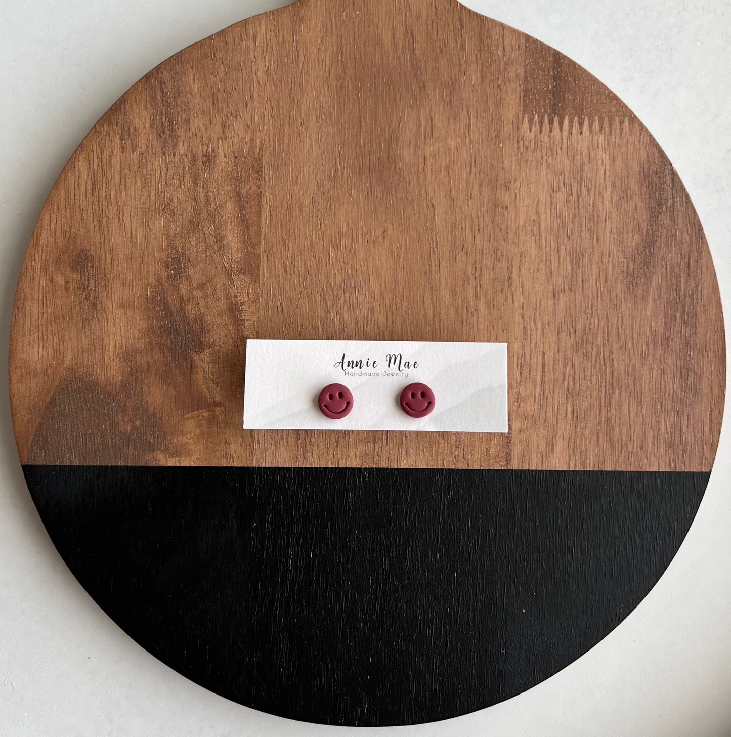 Maroon Smiley Studs